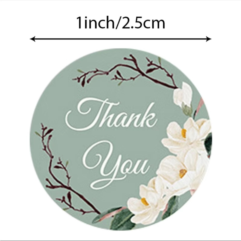 500 Roll White Flower Thank You Stickers 1" Round PRICE IS FIRM - Picture 4 of 5